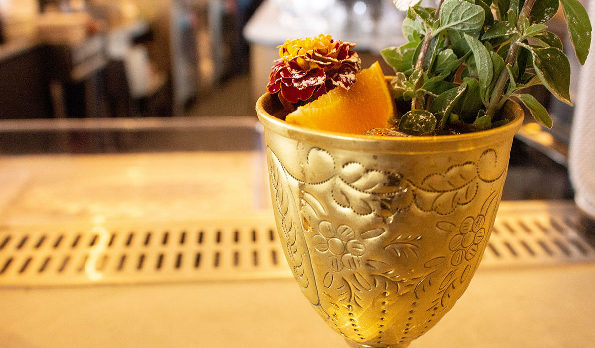 Cocktail in Goblet, Goblet with Fruit, queensyard Hudson Yards