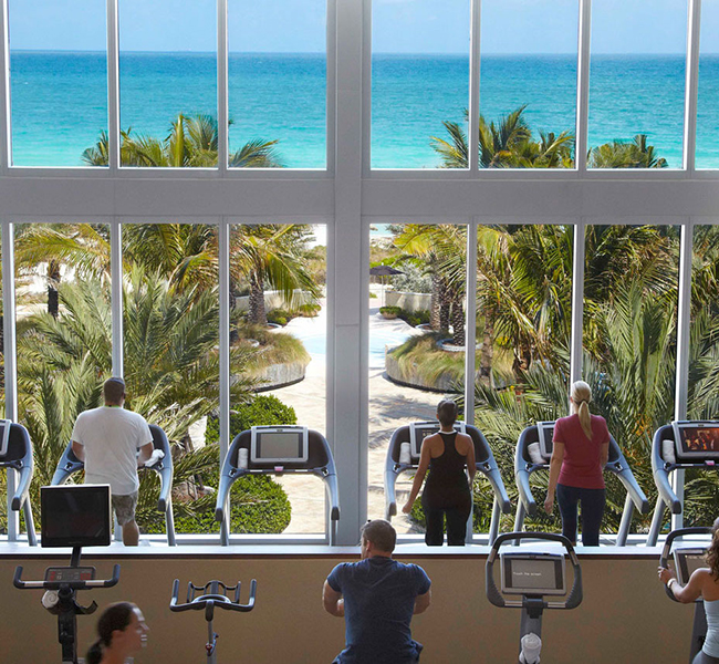 hotel yoga, luxury gym, hotel gym, beach view