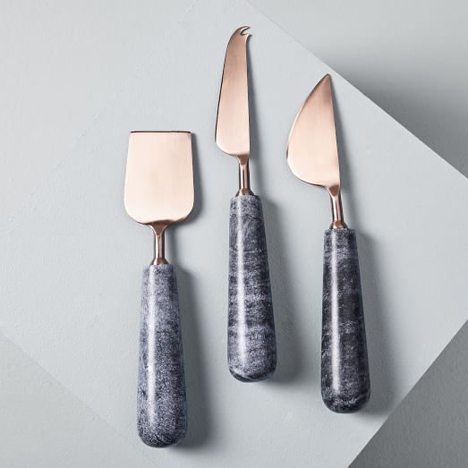 copper, black marble, luxury knives, design