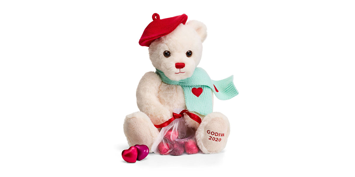 Godiva chocolate bear, chocolate bear for Valentine's Day, Valentine's Day chocolate